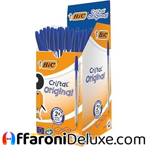 BIC Cristal Original, 50 Penne Blu Punta Media, 1 mm