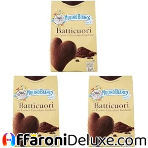 Mulino Bianco Biscotti Frollini Batticuori con Cacao e Cioccolato (Confezione da 3x350g)