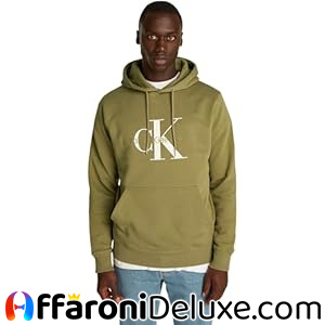 Calvin Klein Seasonal Monologo Regular Hoodie Felpa con Cappuccio Uomo