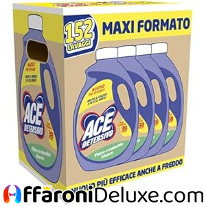 ACE Detersivo Igienizzante Talco e Muschio Bianco, Cartone da 4 Flaconi x 38 Lavaggi