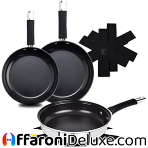 Bergner Baster Set 6 pezzi Padelle (20+24+28 cm) + 3 Protezioni
