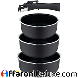 Bergner Click&Cook Set 4 pezzi casseruola in alluminio stampato con manico staccabile