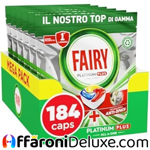 Fairy Platinum Plus Anti-Opaco, 184 Pastiglie Lavastoviglie