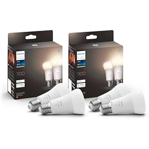 Philips Hue White 4 lampade LED E27 compatibile con Amazon Alexa