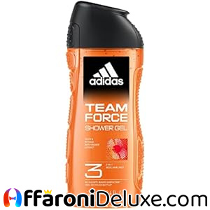 Adidas Team Force Gel Doccia Bagnoschiuma 3 in 1 per Corpo, Capelli e Viso 250ml