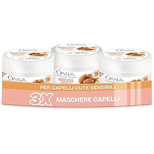 Omia, 3 Maschera Capelli Eco Bio con Mandorla di Sicilia per Capelli e Cute Sensibile