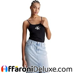 Calvin Klein Monologo Strappy Tank Top Maglietta da Donna