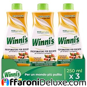 Winni's 3x Profumatore Bucato Ipoallergenico per Lavatrice e Asciugatrice, Fragranza Patchouli e Argan 250 ml