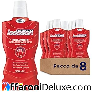 Iodosan Antiplacca, 8x Collutorio con Antibatterico da 500ml