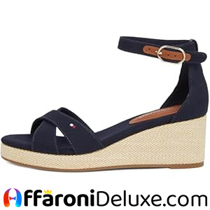 Tommy Hilfiger Flag Criss-CROS Mid Wedge Espad Espadrillas Zeppa Donna