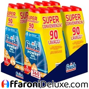 Finish Powergel Detersivo Lavastoviglie Anti Odore, 360 Lavaggi