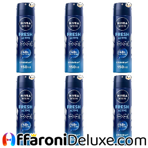 NIVEA MEN Fresh Active Deodorante Uomo Spray in Confezione da 6 x 150 ml