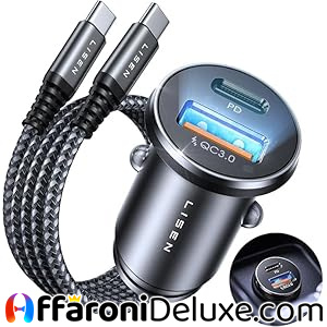 LISEN Caricatore Auto USB C 69W+60W