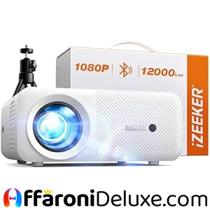 iZEEKER Proiettore Portatile Bluetooth 12000 Lux 1080P