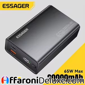 Essager Power Bank 20000mAh Batteria Esterna Portatile 65W PD Ricarica Rapida per Smartphone e Laptop