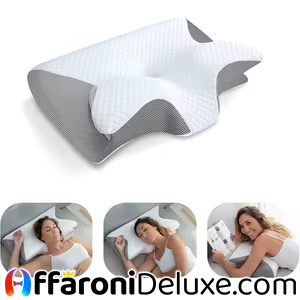 Cuscino cervicale memory foam ortopedico ergonomico 2 in 1
