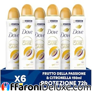 Dove Deodorante Spray Advanced Care Go Fresh Passion Fruit, 6x150 ml