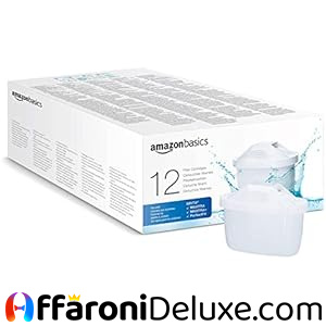 Amazon Basics Filtri per Acqua Compatibili con Caraffe BRITA, Confezione da 12