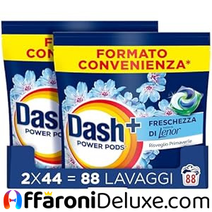 Dash Power Pods Detersivo Lavatrice In Capsule, Freschezza Di Lenor, 88 Lavaggi