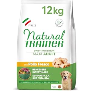Natural Trainer Maxi Cibo per Cani Adulti con Pollo Fresco e Riso, 12kg
