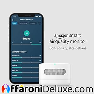 Amazon Smart Air Quality Monitor, Sistema di Monitoraggio Qualità dell’Aria, Compatibile con Alexa