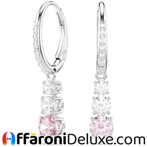 Swarovski Stilla Orecchini Pendenti con Cristalli Rosa e Placcatura Rodio