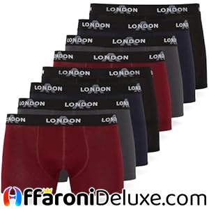 FM London Boxer Uomo in Cotone Elasticizzato, Pacco da 8