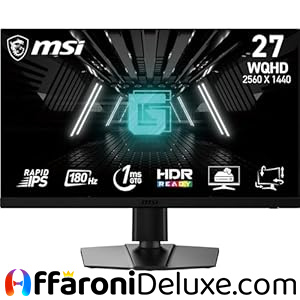 MSI G272QPF E2 Monitor Gaming 27" WQHD Rapid IPS, 180 Hz, 1 ms GtG, 125% sRGB, Adaptive-Sync, HDMI 2.0b CEC, DisplayPort 1.4