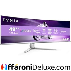Philips Evnia 49M2C8900L Monitor Gaming Curvo OLED 49" DQHD 144 Hz, HDR400, Ambiglow e FreeSync Premium Pro