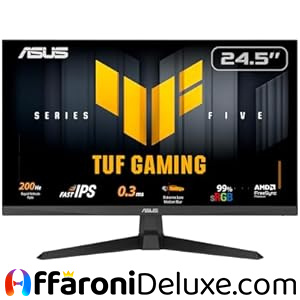 ASUS TUF Gaming VG259Q5A – Monitor Gaming 24,5" Full HD Fast IPS 200Hz con 0,3ms, ELMB e Altoparlanti Integrati