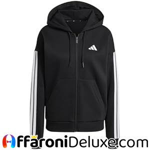 adidas Essentials 3-Stripes Full-Zip Fleece Hoodie Felpa con Cappuccio Donna
