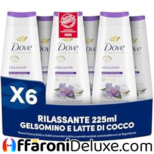 Dove Bagnoschiuma Rilassante Idratante con Agenti Vegetali – 6 x 225 ml