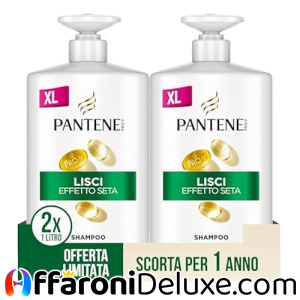 Pantene Pro-V Shampoo Lisci Effetto Seta per Capelli Crespi e Opachi – 2x1000 ml