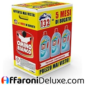 Omino Bianco Detersivo Lavatrice Liquido al Muschio Bianco, 132 Lavaggi