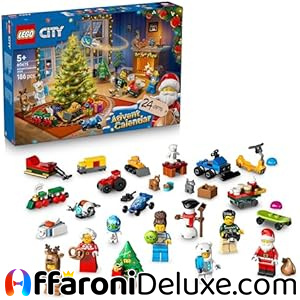 LEGO City Calendario dell’Avvento 2025 – 24 Sorprese Natalizie con Treno, Auto, Trattore e 7 Minifigure