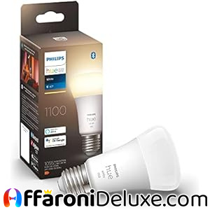 Philips Hue White Lampadina Smart LED E27 9.5W – Luce Bianca Calda Dimmerabile con Bluetooth