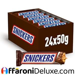 Snickers – Barrette con Caramello e Arachidi Tostate Ricoperte di Cioccolato al Latte, 24x50g (1200g)