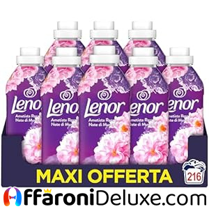 Lenor Ammorbidente Concentrato Ametista Rosa e Muschio – 216 Lavaggi (27x8), Freschezza 3 Volte Più Duratura