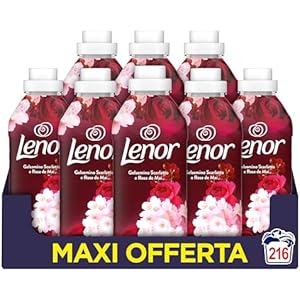 Lenor Ammorbidente Concentrato Gelsomino Scarlatto e Rose de Mai – 216 Lavaggi (27x8), Freschezza 3 Volte Più Duratura