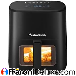 Melchioni Family Marianna New – Friggitrice ad Aria 5L con Finestra Trasparente, Display Touch e 7 Programmi