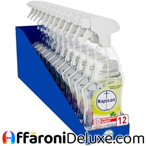 Napisan Spray Disinfettante Multisuperfici Limone e Menta – Confezione da 12x740 ml, Elimina il 99,9% dei Batteri